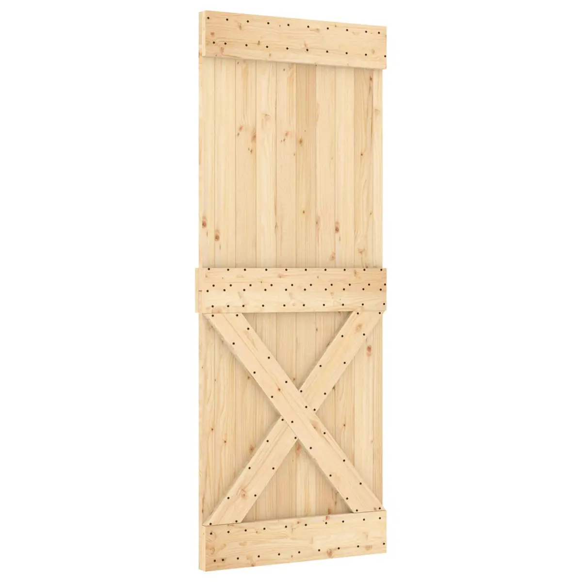 Sliding Door Modern Design Natural Pine Wood Black Track 80x210cm Space-Saving