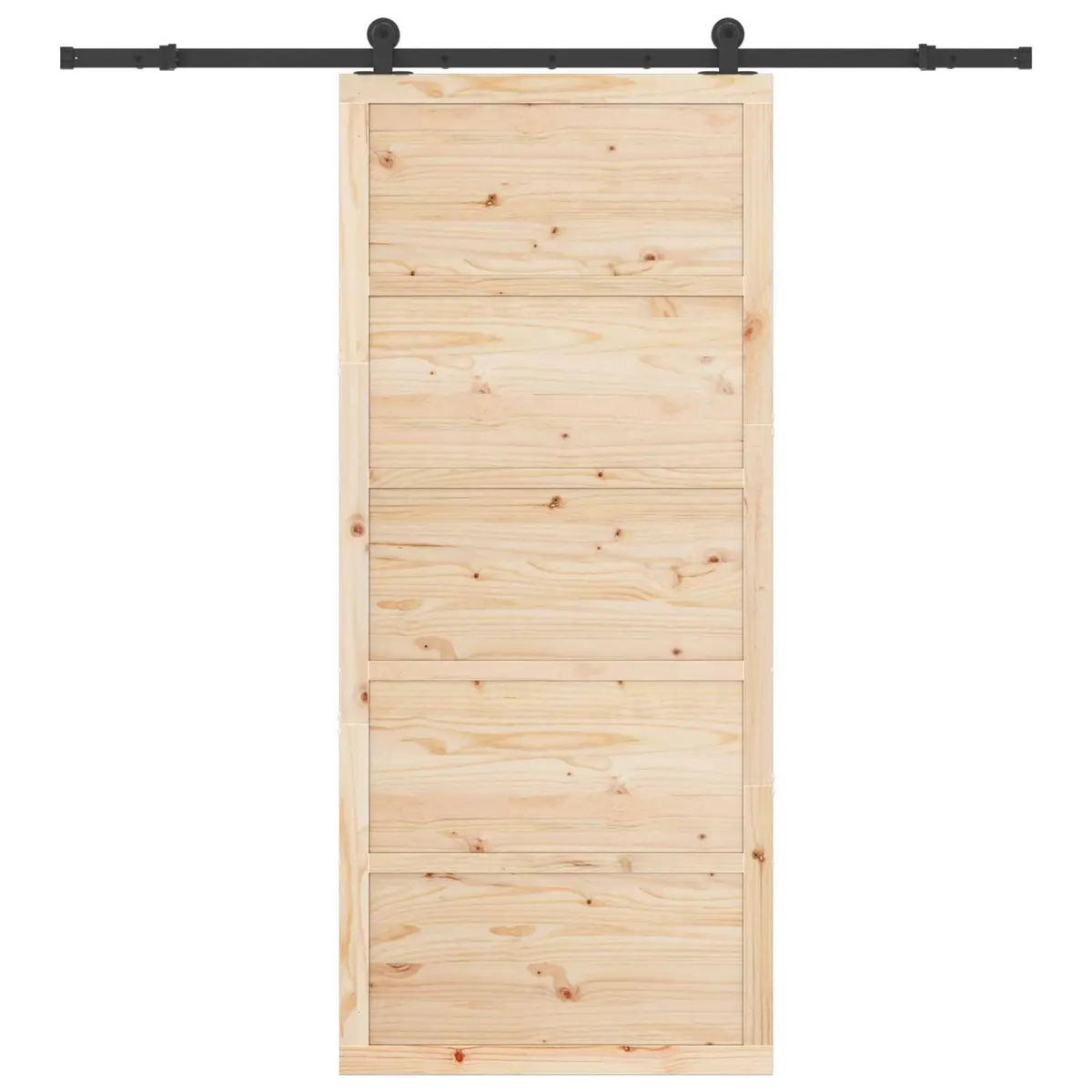 Sliding Door 90 x 208 cm Solid Pine Wood Top Track Mechanism Space-Saving Room