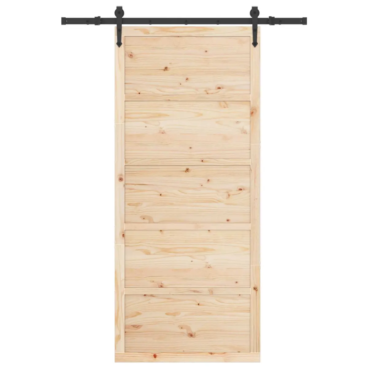 Sliding Door Brown 80 x 208 cm Solid Pine Wood Top Track Mechanism