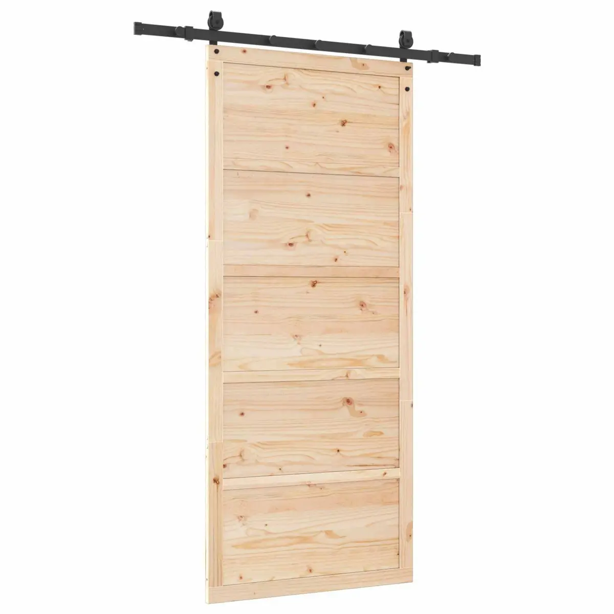 Sliding Door Brown 80 x 208 cm Solid Pine Wood Top Track Mechanism
