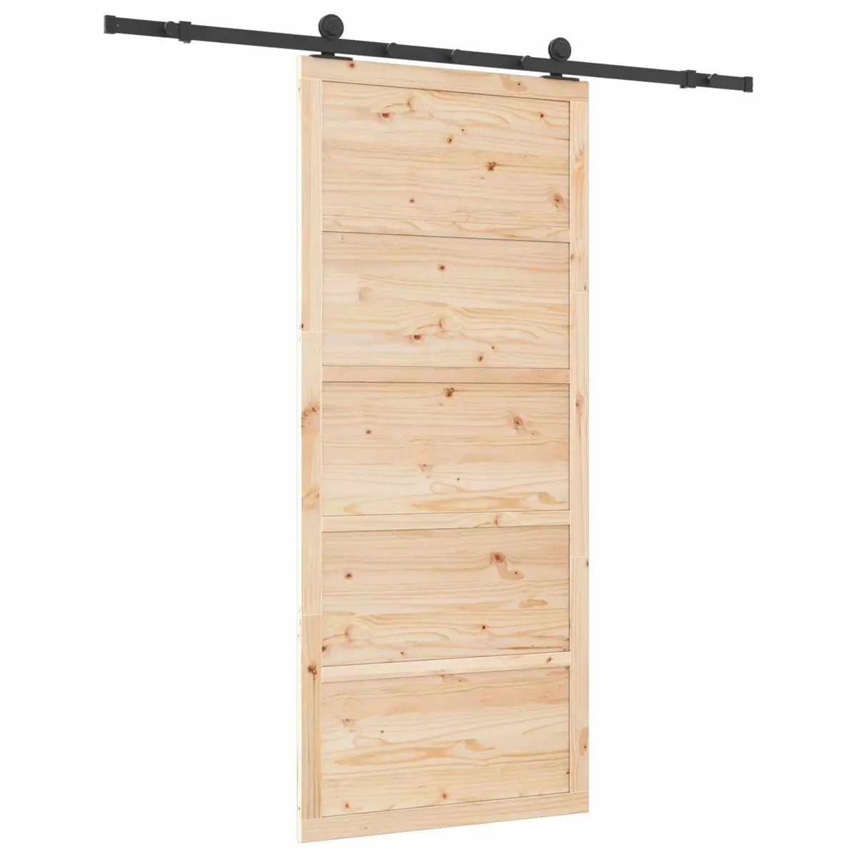 Sliding Door Brown 90 x 208 cm Solid Pine Wood Modern Interior Room Divider