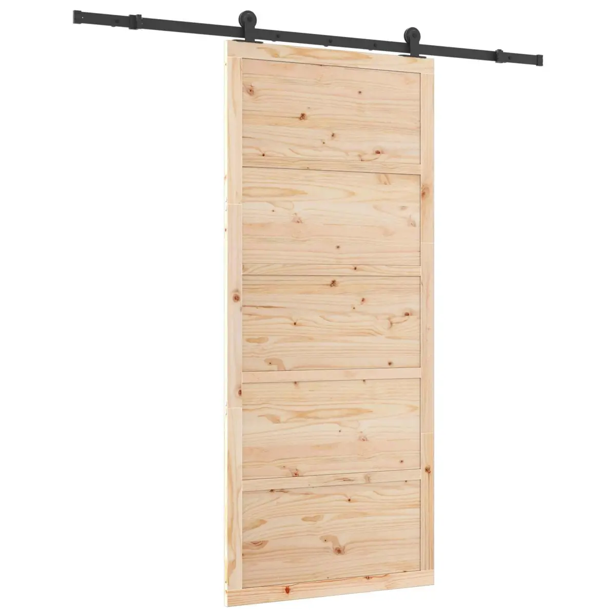 Sliding Door 80 x 208 cm Natural Solid Pine Wood Space-Saving Interior Door