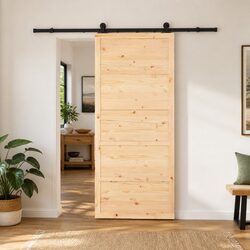 Efficient Sliding Door: Solid Pine and Steel Track