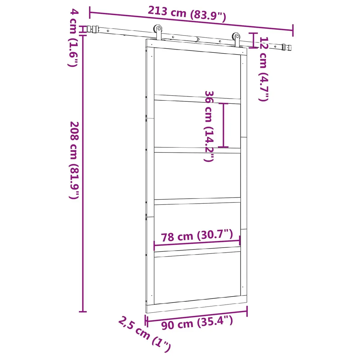 Sliding Door Brown 90 x 208 cm Solid Pine Wood Modern Interior Room Divider