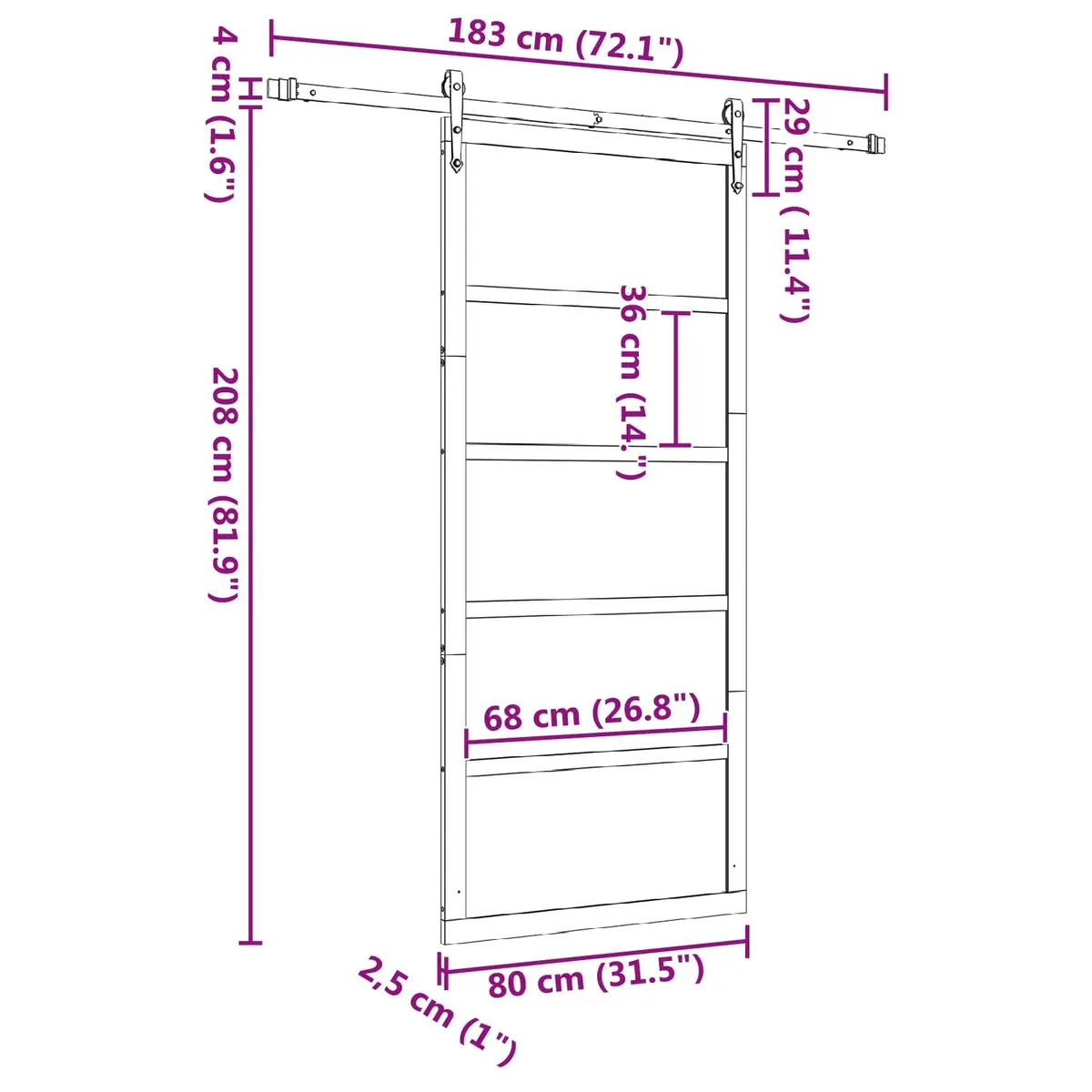 Sliding Door 80 x 208 cm Solid Pine Wood Natural Brown Modern Room Divider