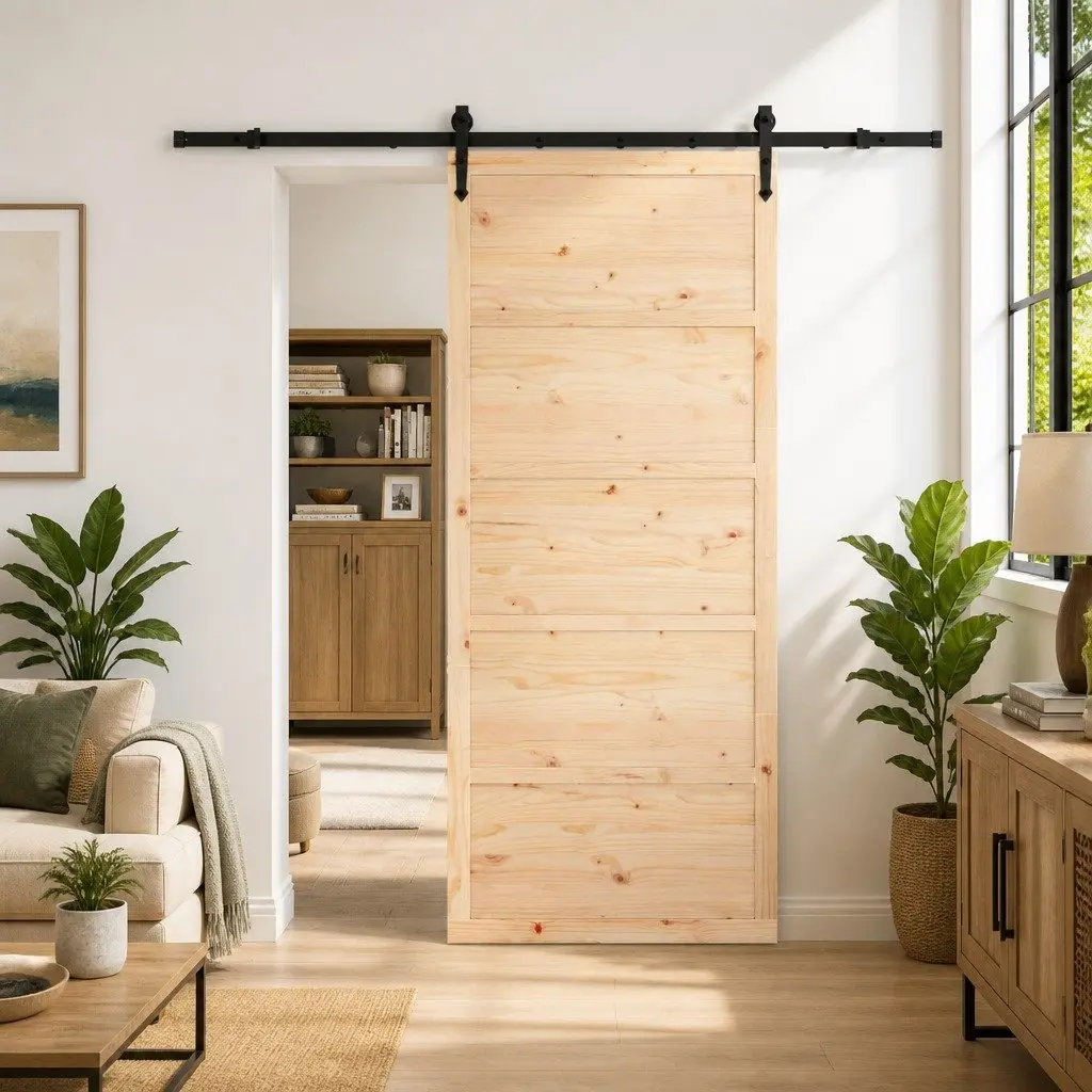 Sliding Door 90 x 208 cm with Steel Track