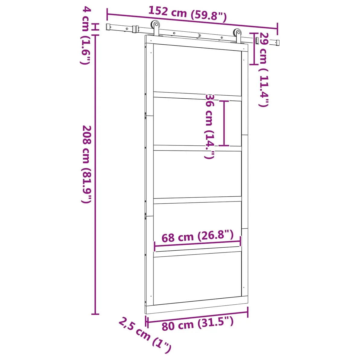 Sliding Door Natural Solid Pine Wood 80 x 208 cm Modern Interior Space Saving