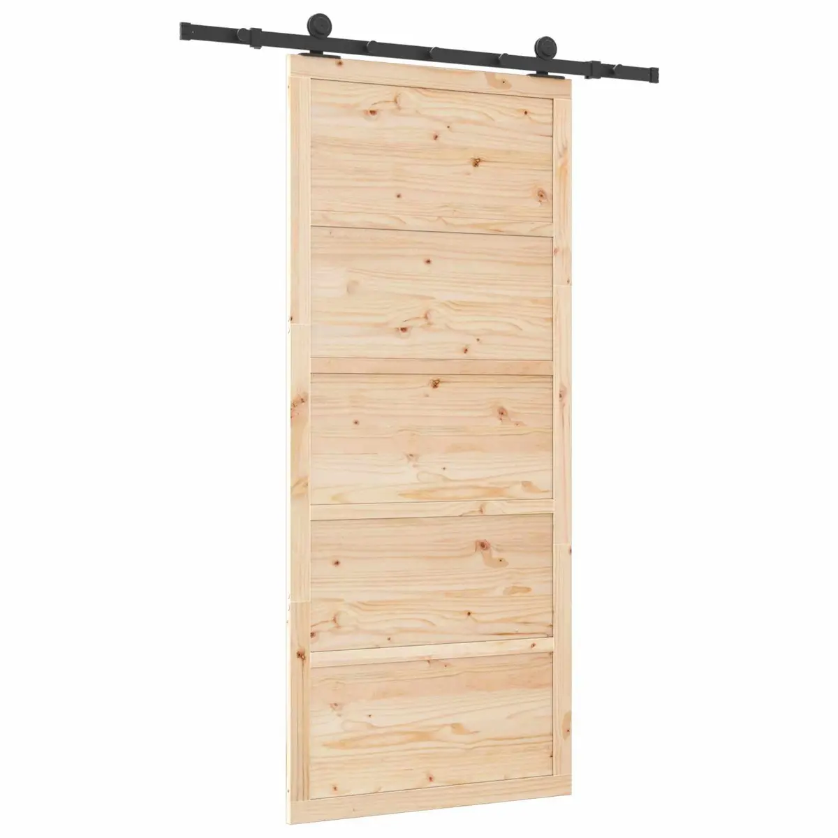 Sliding Door Natural Solid Pine Wood 80 x 208 cm Modern Interior Space Saving