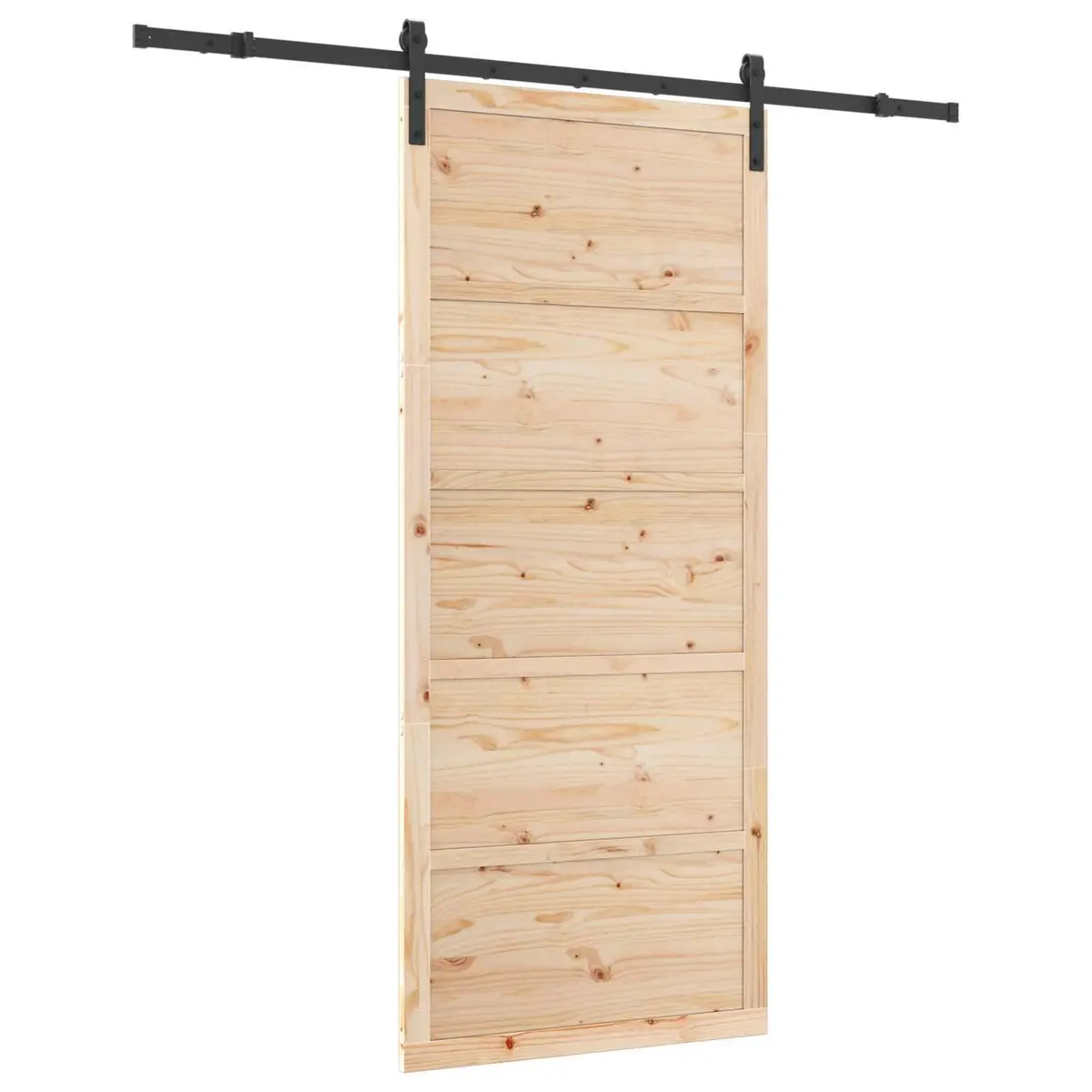 Sliding Door Brown 100 x 208 cm Solid Pine Wood Modern Interior Room Divider
