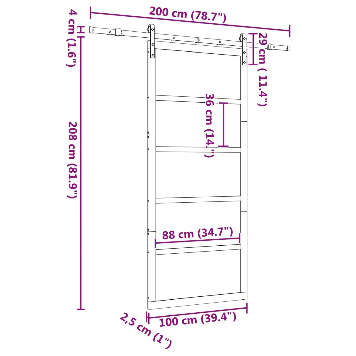 Sliding Door Brown 100 x 208 cm Solid Pine Wood Modern Interior Room Divider