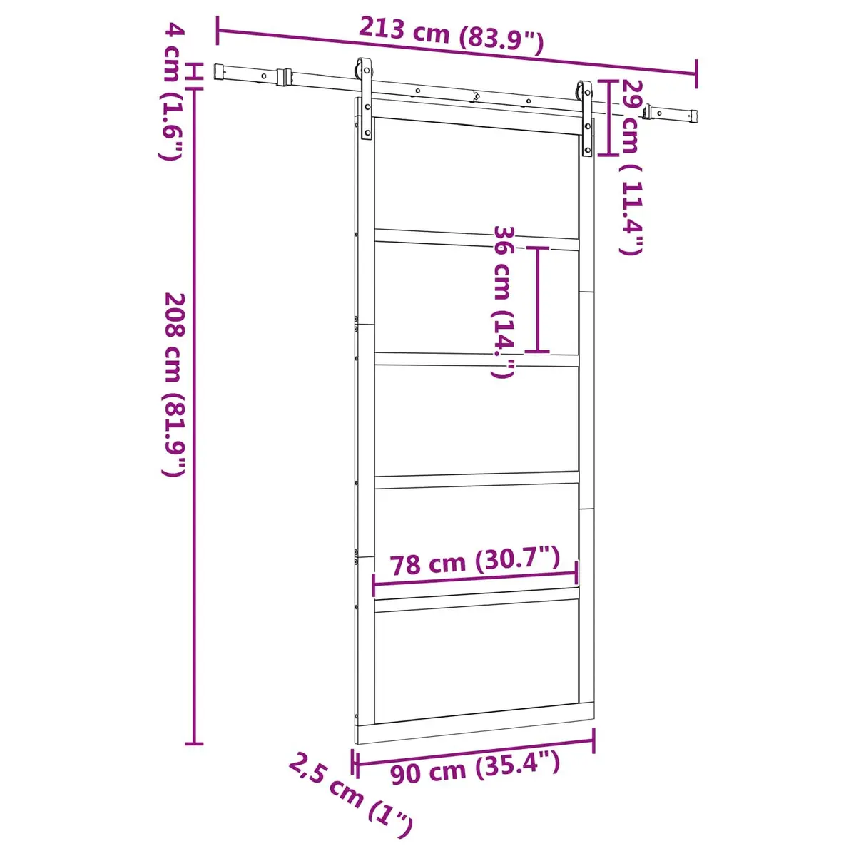 Sliding Door Brown 90 x 208 cm Solid Pine Wood Modern Interior Room Divider