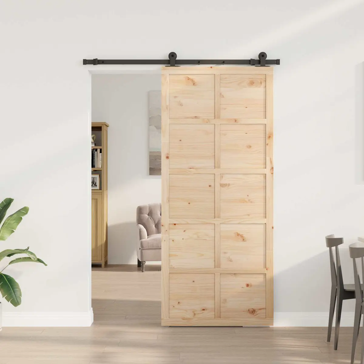 Sliding Door Brown 80 x 208 cm Solid Pine Wood Interior Room Divider