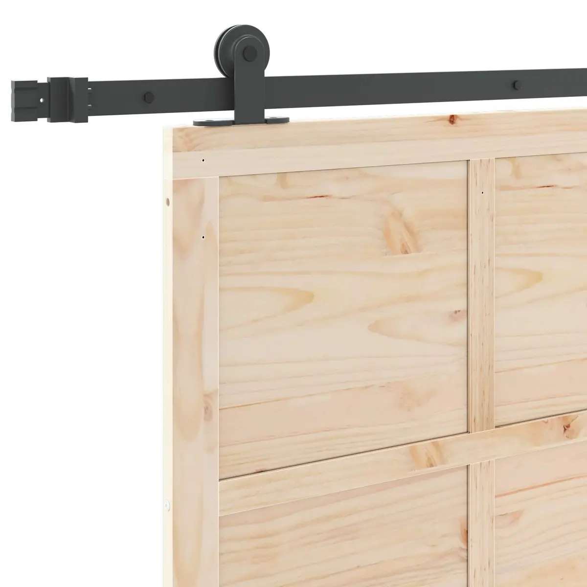 Sliding Door Brown 90x208cm Solid Pine Wood Top Sliding Mechanism Space Saver