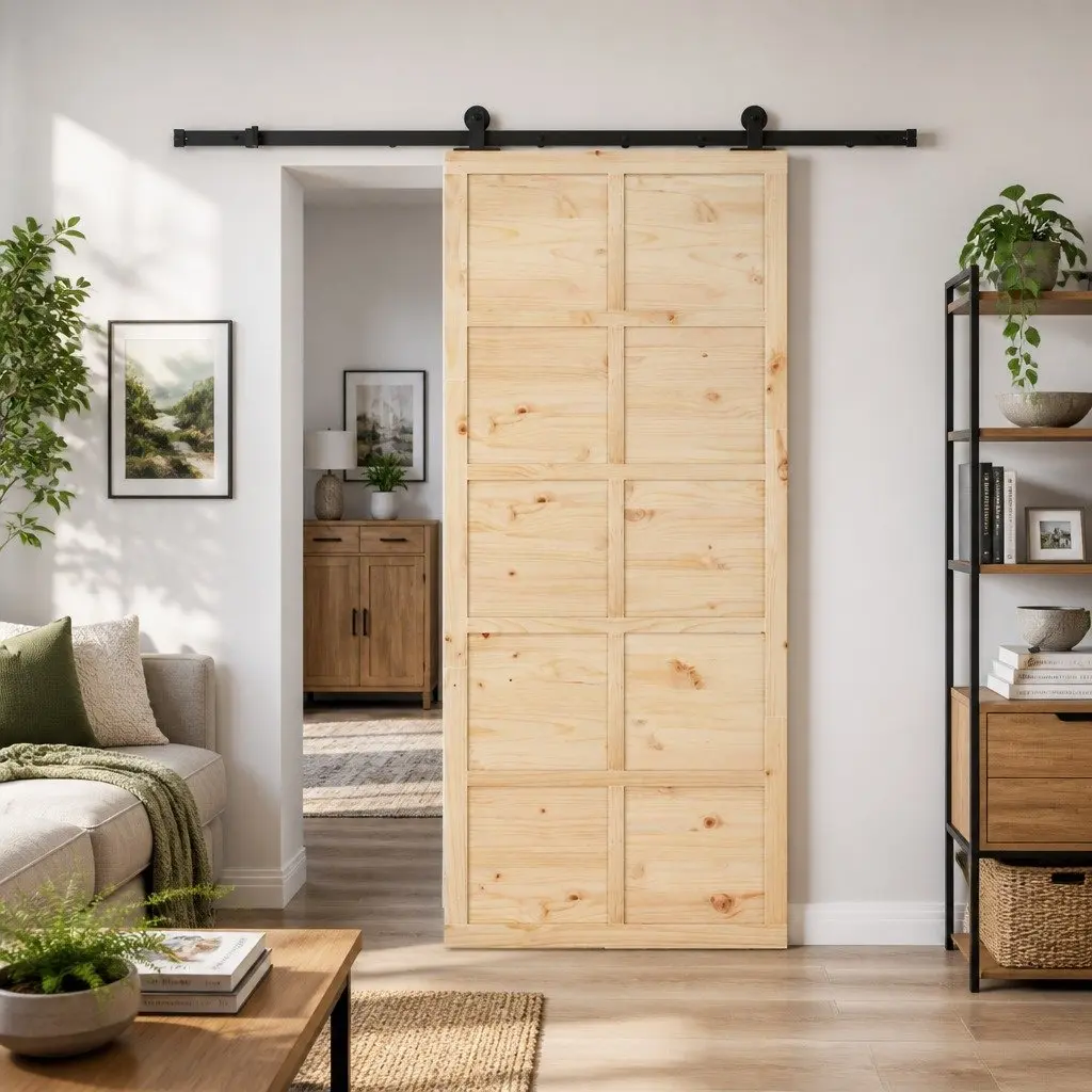 Sliding Door Brown 80 x 208 cm Solid Pine Wood Interior Room Divider