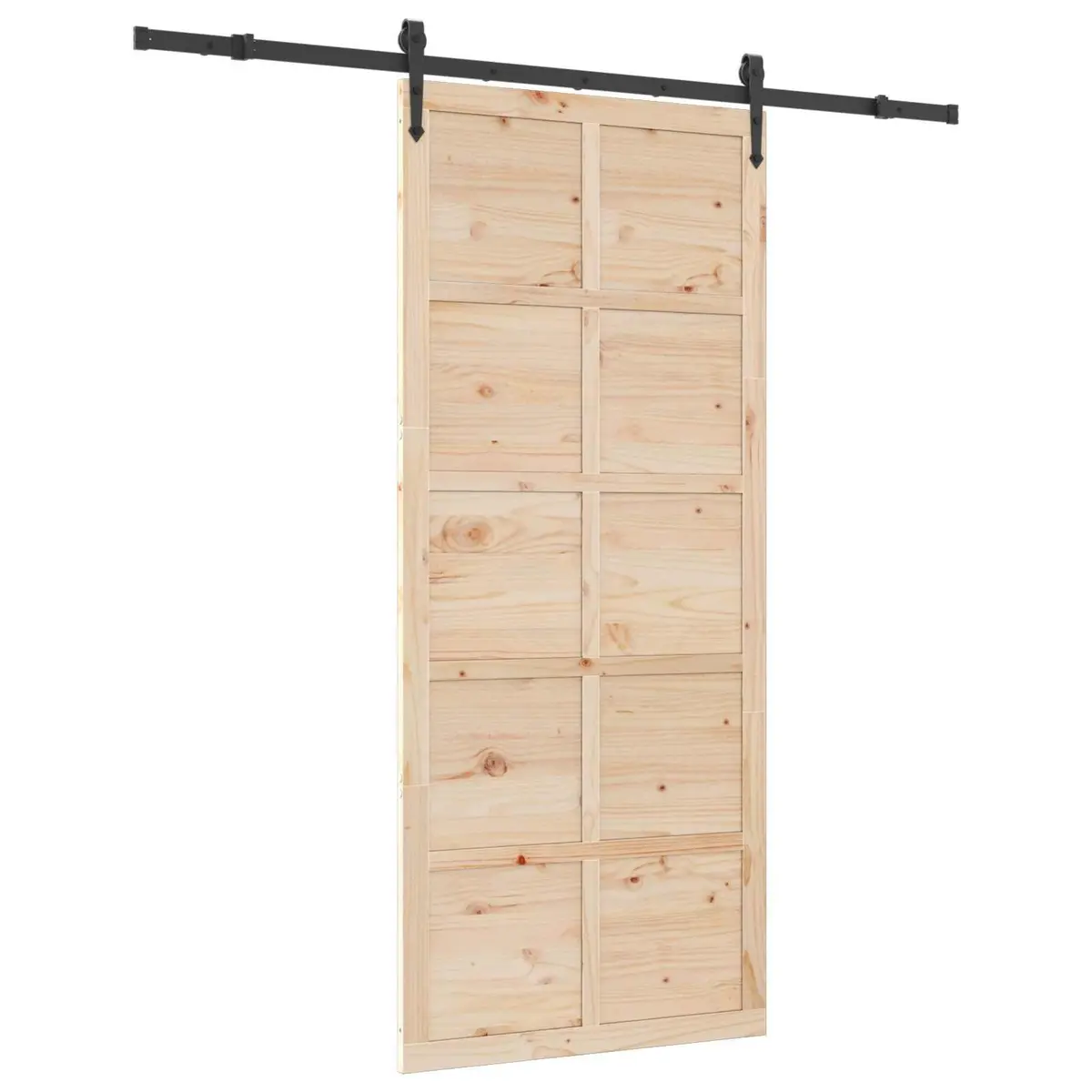 Sliding Door Brown 100 x 208 cm Solid Pine Wood Modern Interior Room Divider