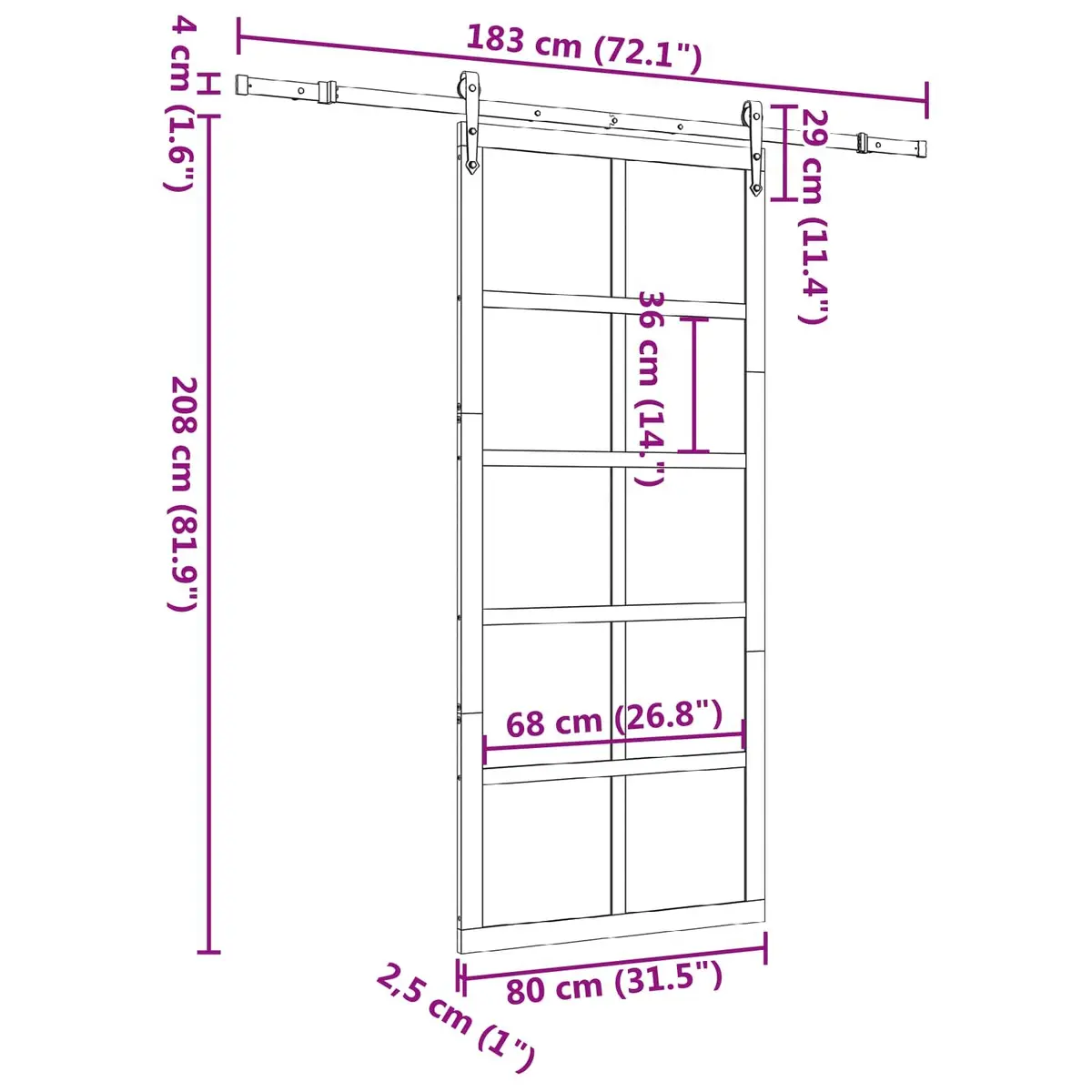 Sliding Door Natural Brown 80 x 208 cm Solid Pine Wood Interior Room Divider