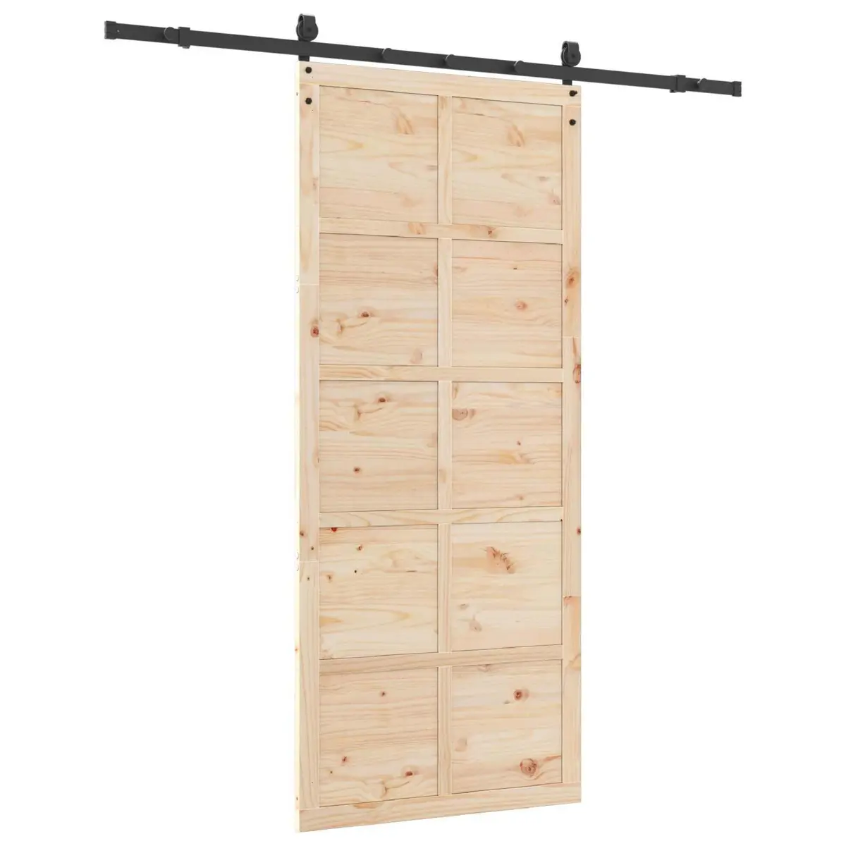 Sliding Door Brown 90 x 208 cm Solid Pine Wood Modern Interior Room Divider