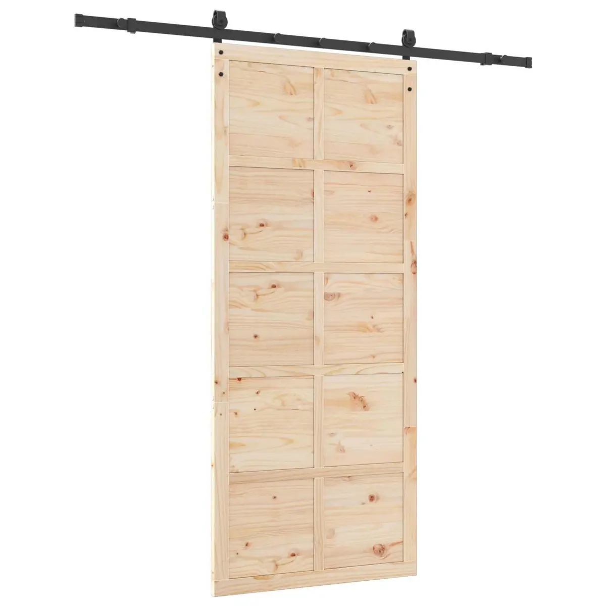 Sliding Door 80 x 208 cm Solid Pine Wood Natural Brown Home Interior