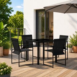 Outdoor Dining Set 5 Pieces Black Textilene Steel Garden Patio Furniture