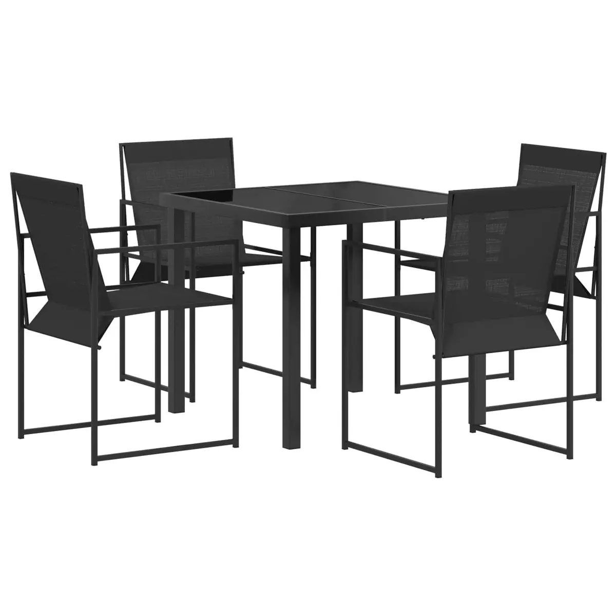 Outdoor Dining Set Black 5 Pieces Textilene Steel Garden Patio Furniture