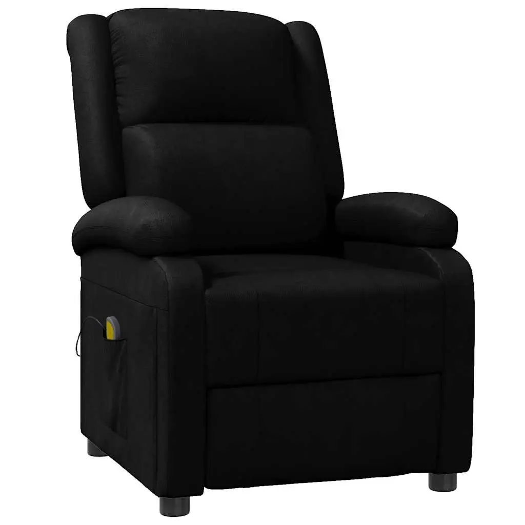 Electric Massage Chair Black Faux Leather Reclining 3 Positions 6 Vibration Points