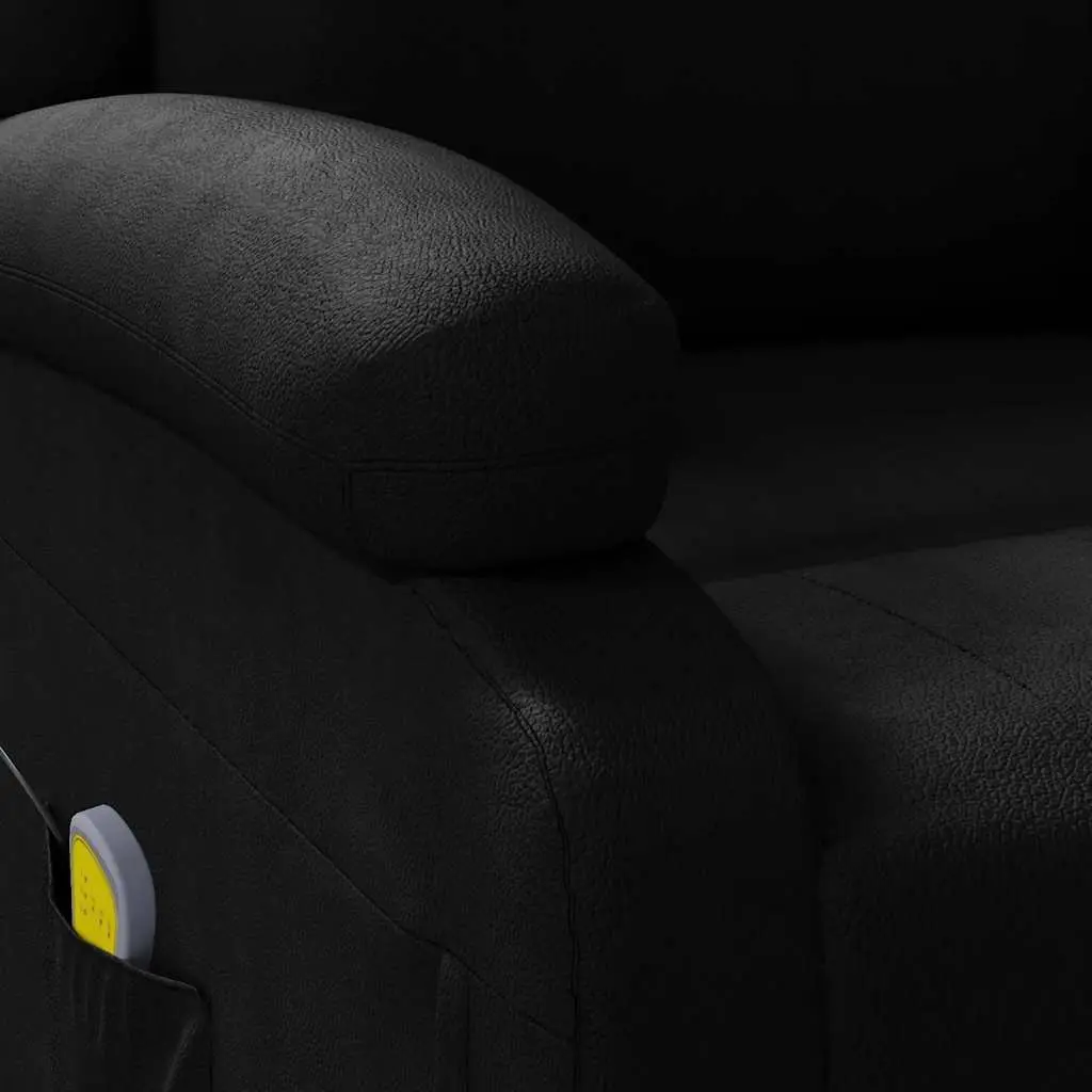 Electric Massage Chair Black Faux Leather Reclining 3 Positions 6 Vibration Points