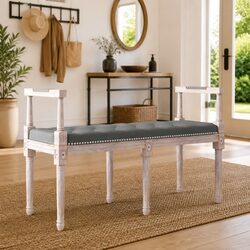 Concise and Stylish Grey Fabric Bench for Your Home