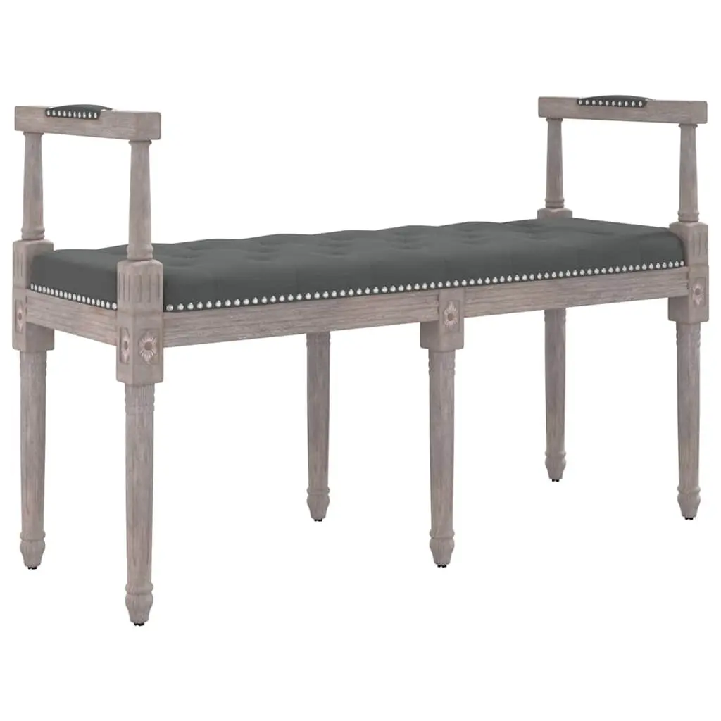 Fabric Bench Grey Tufted Padded Cushion Wooden Legs for Living Room Entryway Foyer