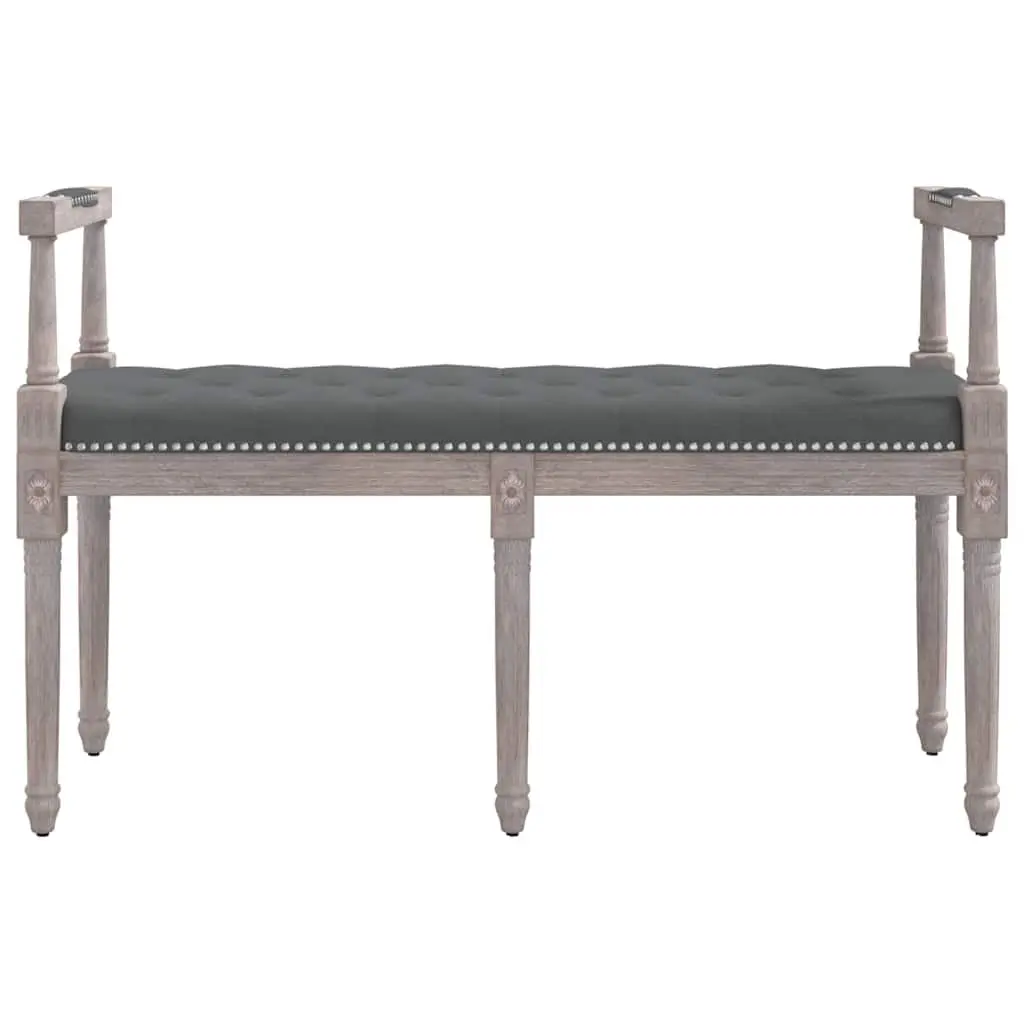 Fabric Bench Grey Tufted Padded Cushion Wooden Legs for Living Room Entryway Foyer