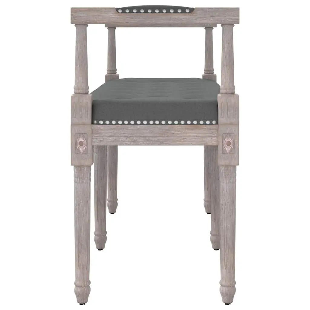 Fabric Bench Grey Tufted Padded Cushion Wooden Legs for Living Room Entryway Foyer