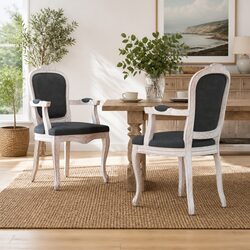 Concise Set of 2 Grey Velvet Dining Chairs