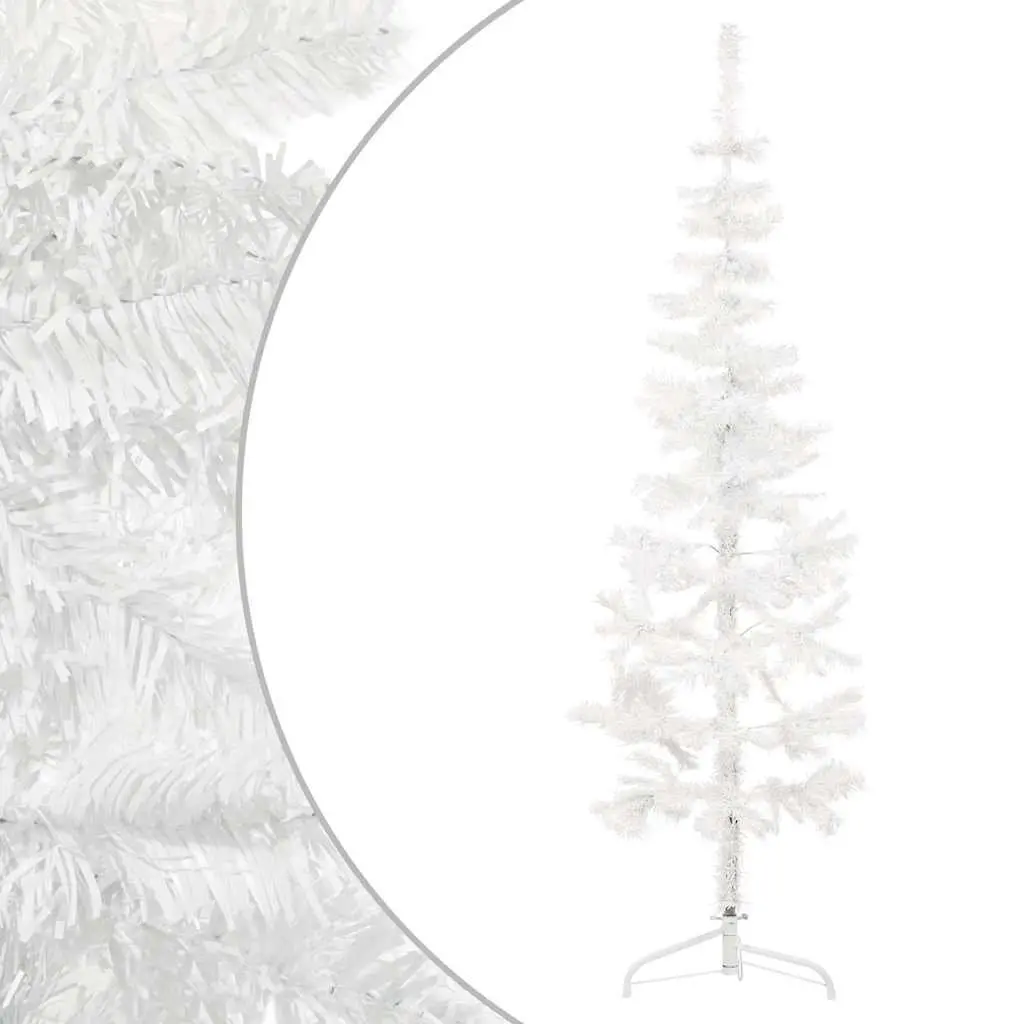Half Christmas Tree Slim Artificial Holiday Decoration White 120cm Indoor