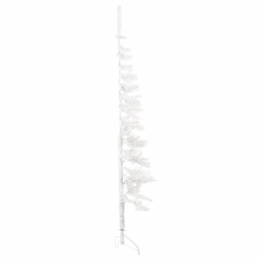 Slim Artificial Half Christmas Tree with Stand White 180cm Lifelike Holiday