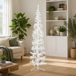 210cm Slim White Half Christmas Tree - Perfect Fit