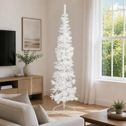 Concise White Slim Half Christmas Tree 240cm