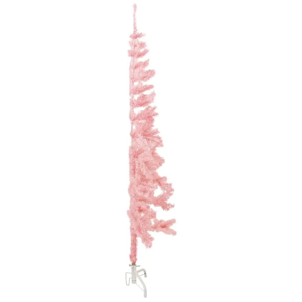 Slim Artificial Half Christmas Tree with Stand Pink 180cm Holiday Decor