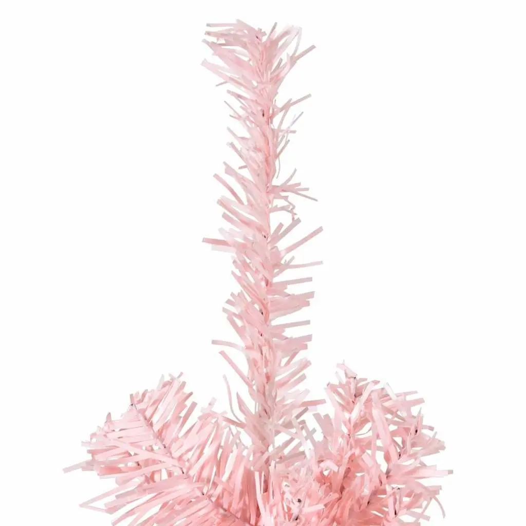 Slim Artificial Half Christmas Tree with Stand Pink 240cm Home Holiday Decor