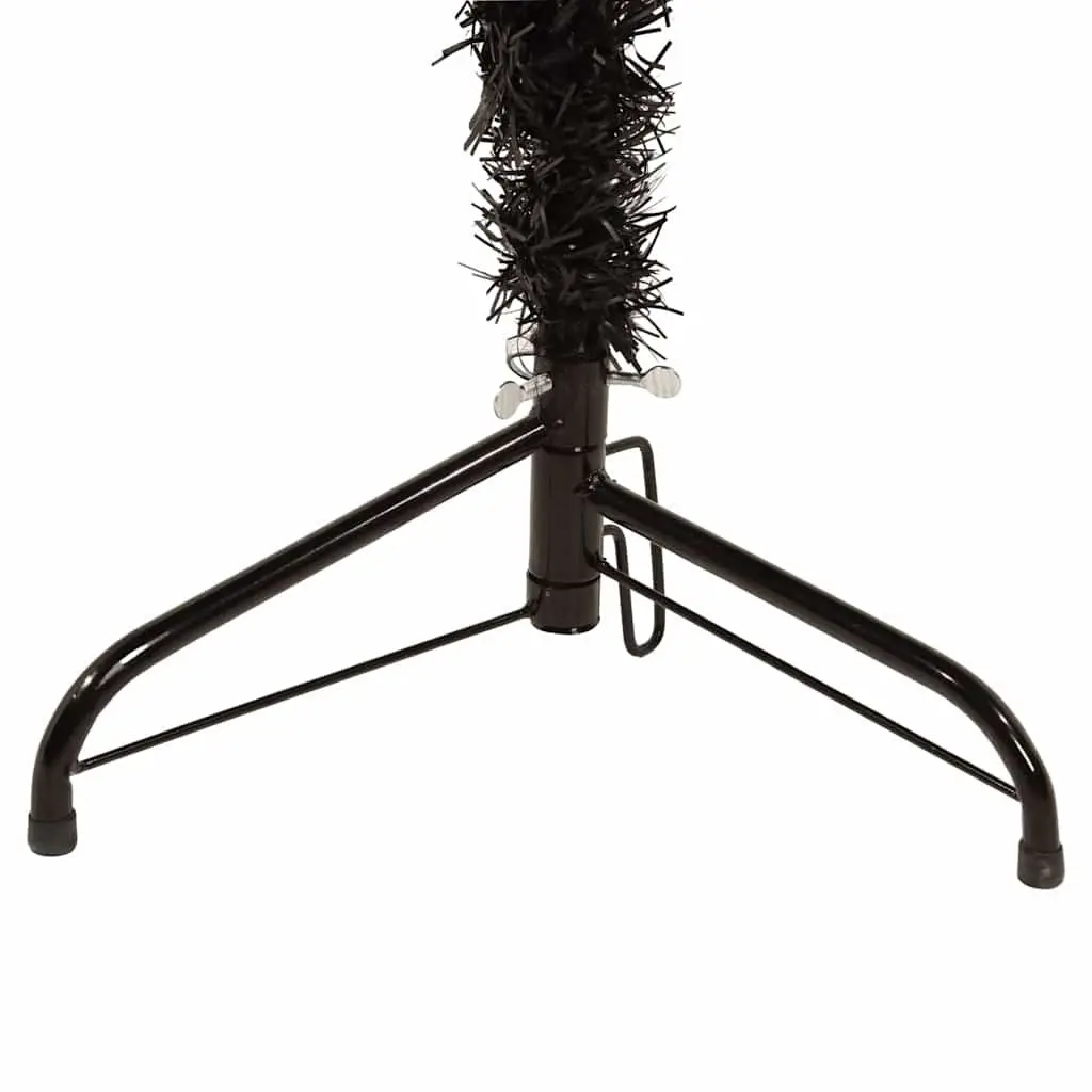 Artificial Half Christmas Tree Slim Black 180cm Seasonal Holiday Home Decor