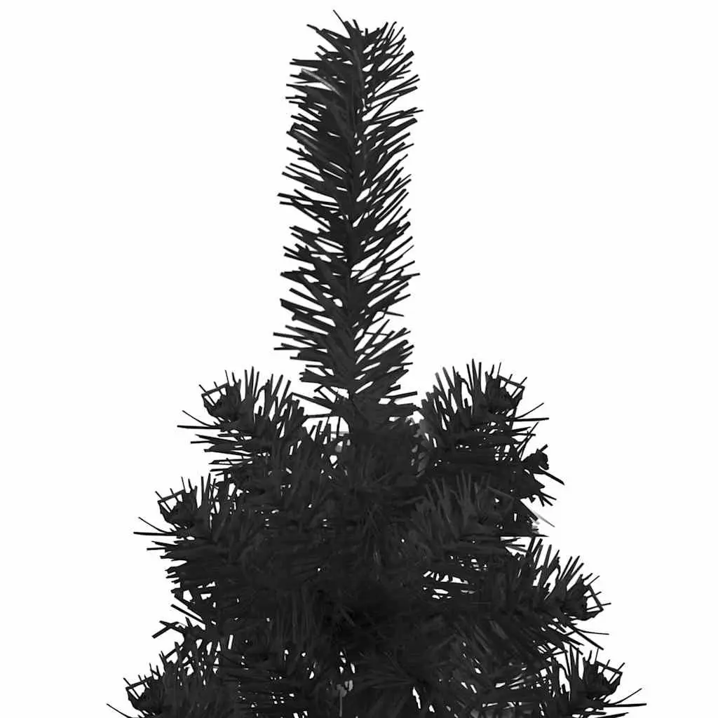 Slim Artificial Half Christmas Tree with Stand Black 210cm Holiday Decoration