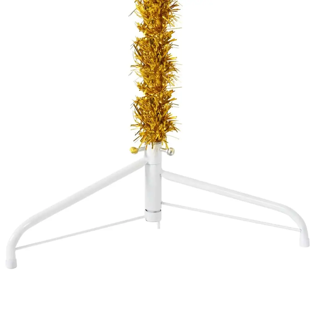 Slim Artificial Half Christmas Tree with Stand Holiday Seasonal Decoration Gold