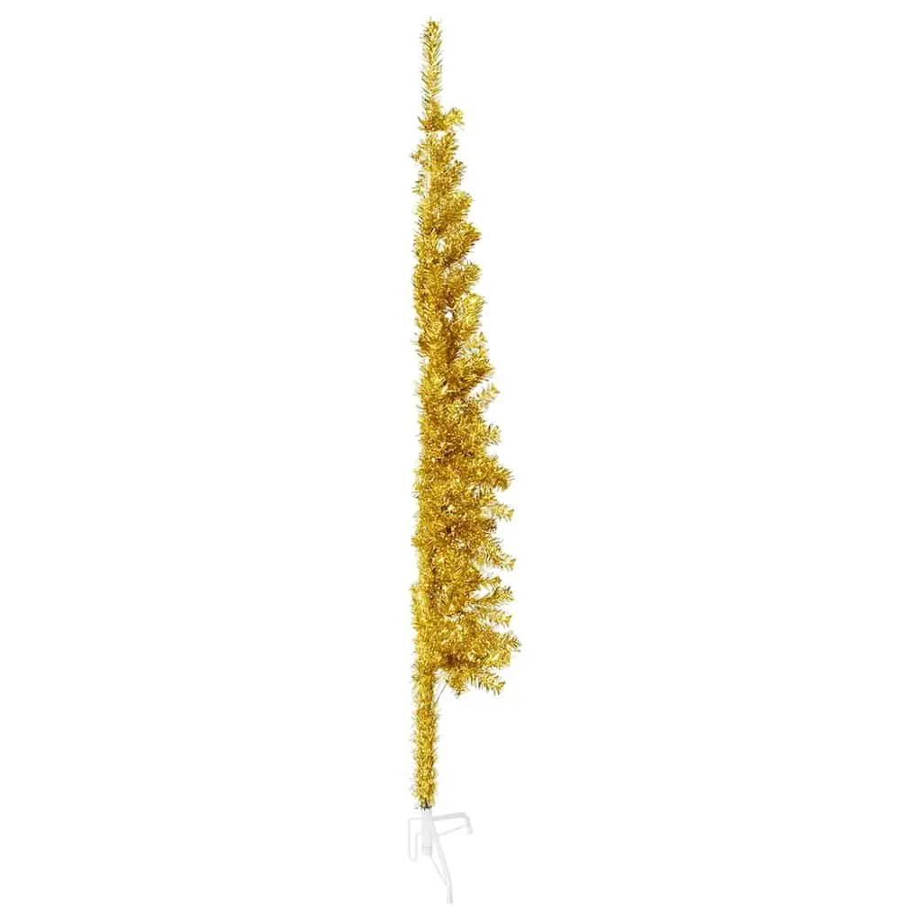 Slim Artificial Half Christmas Tree with Stand 150cm Gold Holiday Decoration