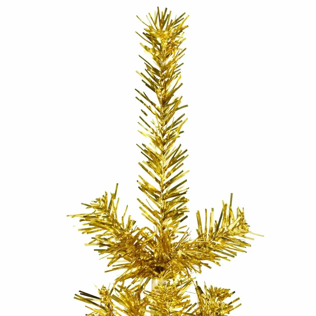 Slim Artificial Half Christmas Tree with Stand 150cm Gold Holiday Decoration
