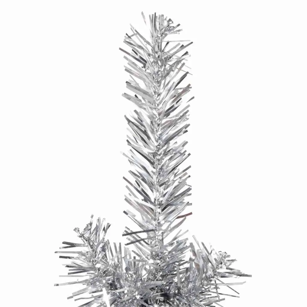 Slim Artificial Half Christmas Tree with Stand Silver 150cm Space-Saving Holiday