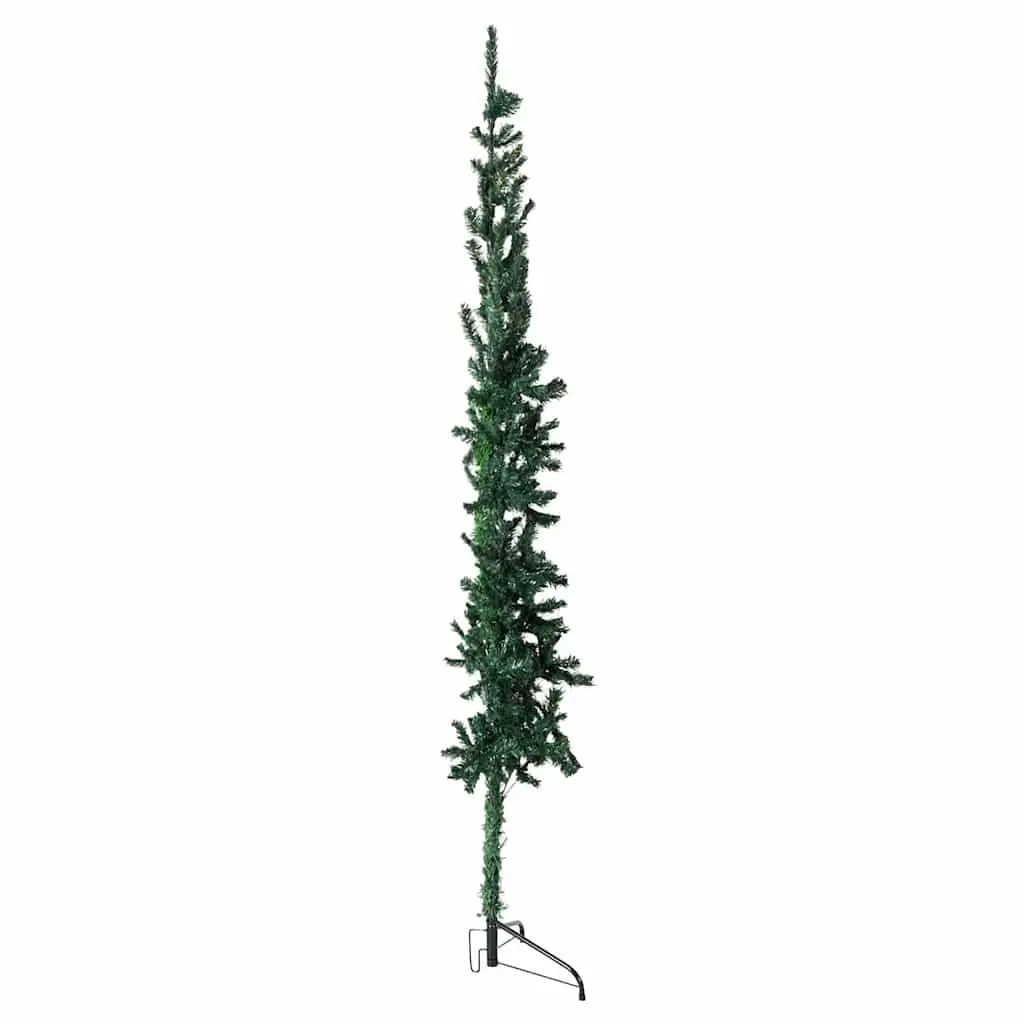 Slim Artificial Half Christmas Tree with Stand Green 180cm Holiday Decoration