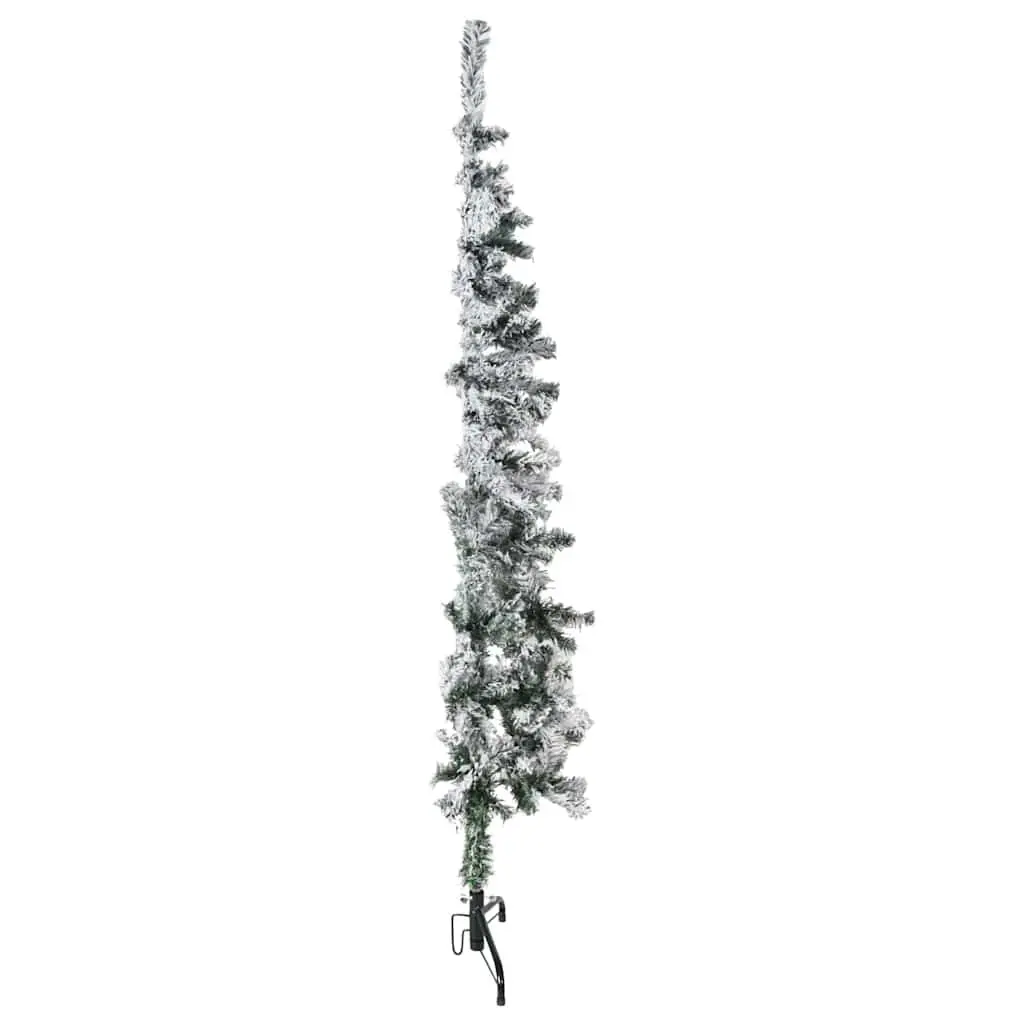 Artificial Half Christmas Tree Green 150cm Flocked Snow Space-Saving Wall-Mount Holiday Decor