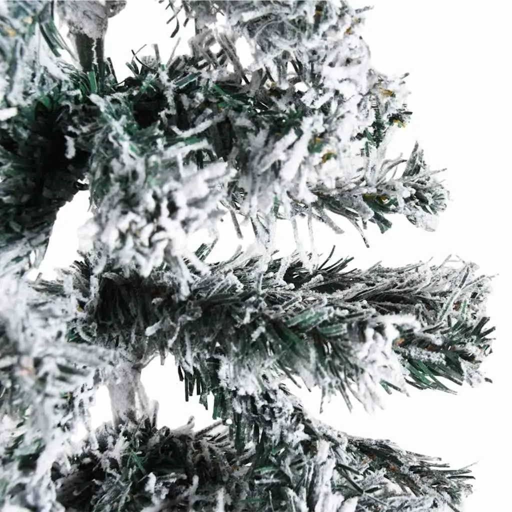 Artificial Half Christmas Tree Green 150cm Flocked Snow Space-Saving Wall-Mount Holiday Decor