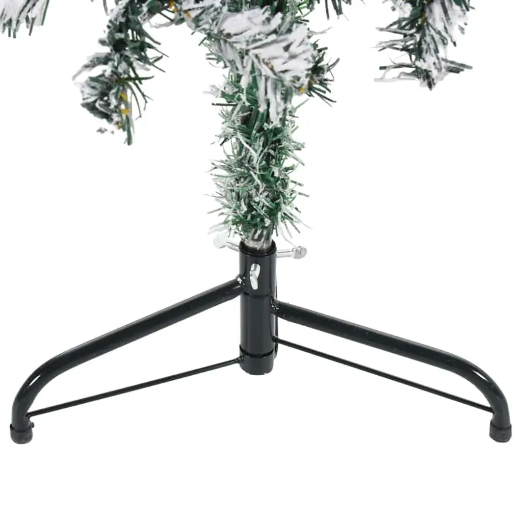Artificial Half Christmas Tree Green 150cm Flocked Snow Space-Saving Wall-Mount Holiday Decor