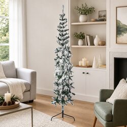 210cm Half Christmas Tree with Flocked Snow Finish