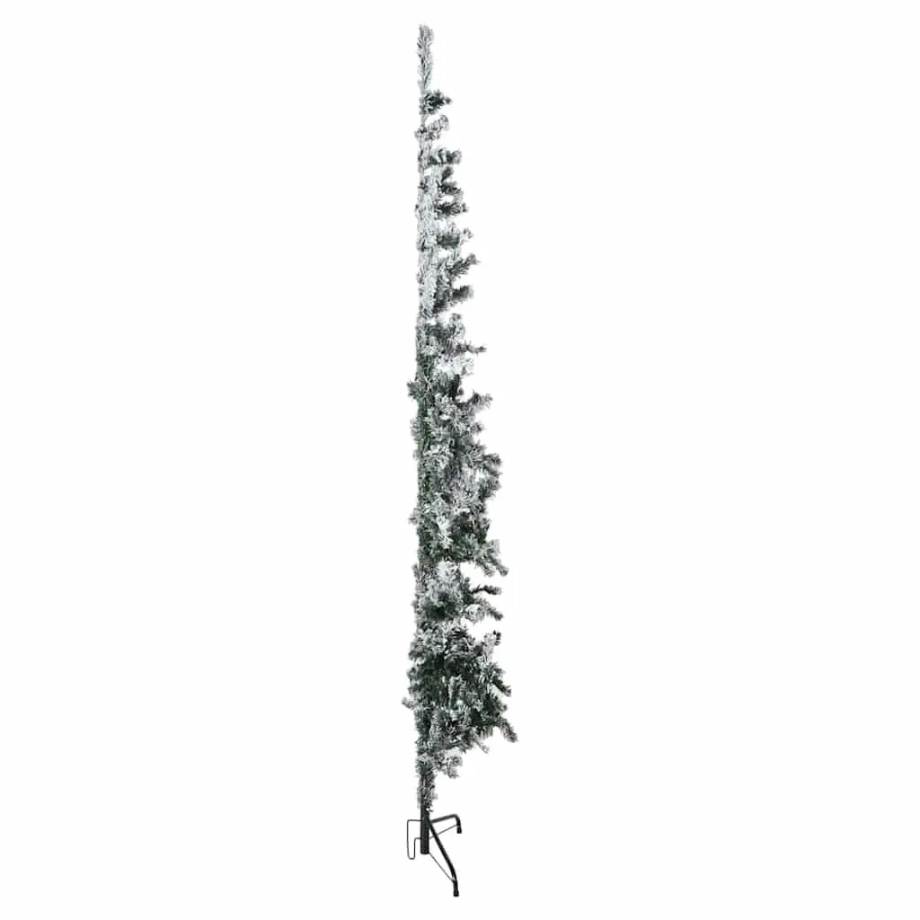 Slim Artificial Half Christmas Tree 240cm Flocked Snow Green Seasonal Holiday