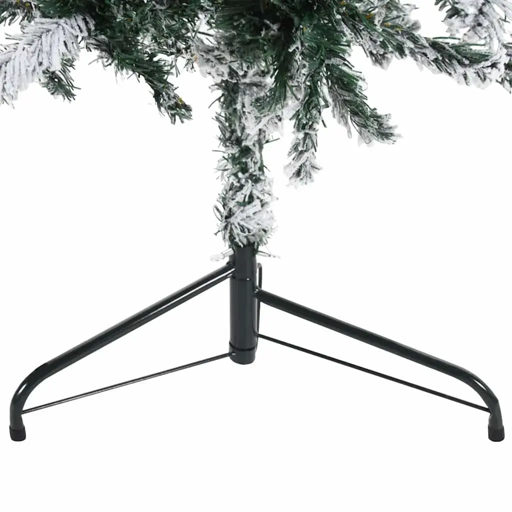 Slim Artificial Half Christmas Tree 240cm Flocked Snow Green Seasonal Holiday